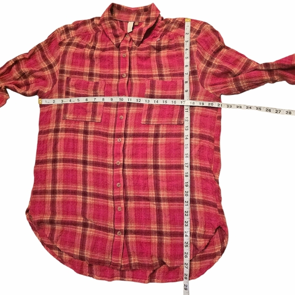 Anthropologie Pilcro Pink Plaid Shirt Button Down Long Sleeves M - Picture 6 of 9